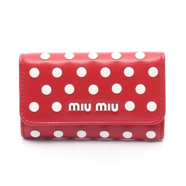Miu Miu Polka Dot Studs 6 Key Holder Case 5PG222 leather Red Used Women