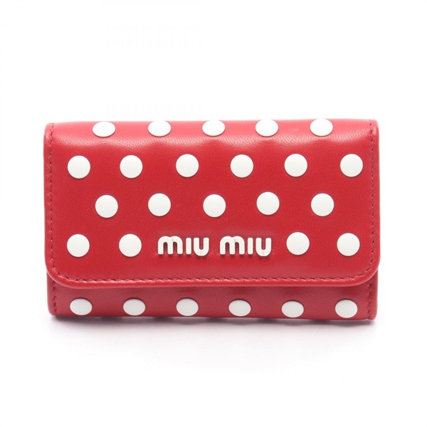 Miu Miu Polka Dot Studs 6 Key Holder Case 5PG222 leather Red Used Women