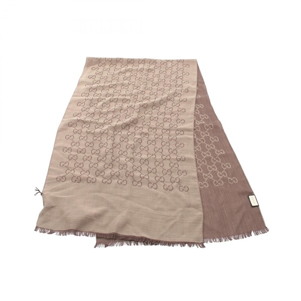 GUCCI GG pattern Stole shawl wrap 165904 wool silk Brown Used Women