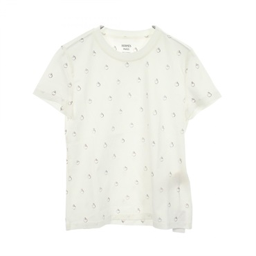HERMES Anno Finesse Short sleeve Top T-shirt #34 6E4650DQ cotton White Bordeaux