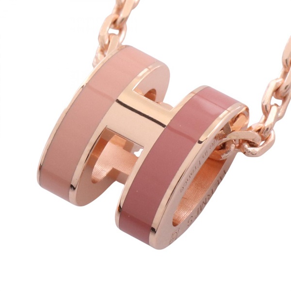 HERMES MINI POP H Necklace Pendant 40cm Gold Plated Pink Women
