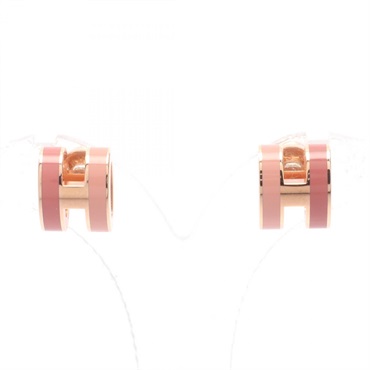 HERMES MINI POP H Pierced earrings Gold Plated Pink Women