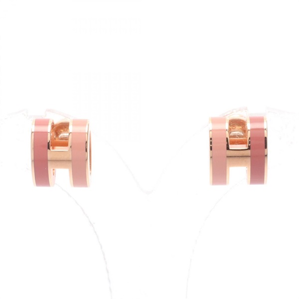 HERMES MINI POP H Pierced earrings Gold Plated Pink Women