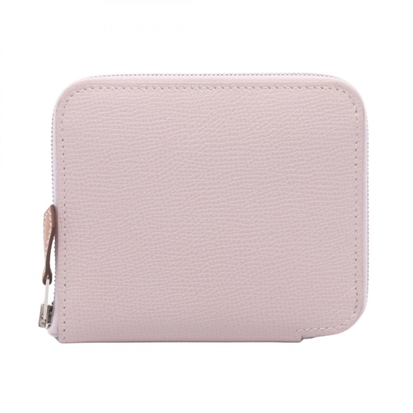 HERMES Azap compact SilkIn around wallet purse W Epsom mauve pale Used SHW