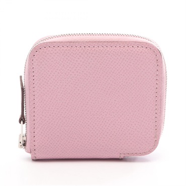 HERMES Azap Compact Mini SilkInn coin purse wallet B Epsom Mauve sylvestre SHW