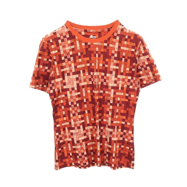 HERMES Bolduc check Short sleeve Top T-shirt 5E4645DK cotton Brown Used #38
