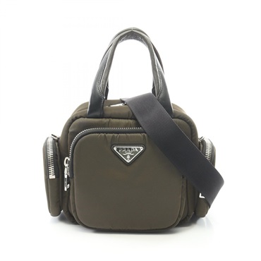 PRADA TESSUTO POCKET Shoulder Crossbody Handbag 1BB061 Nylon leather Khaki Used