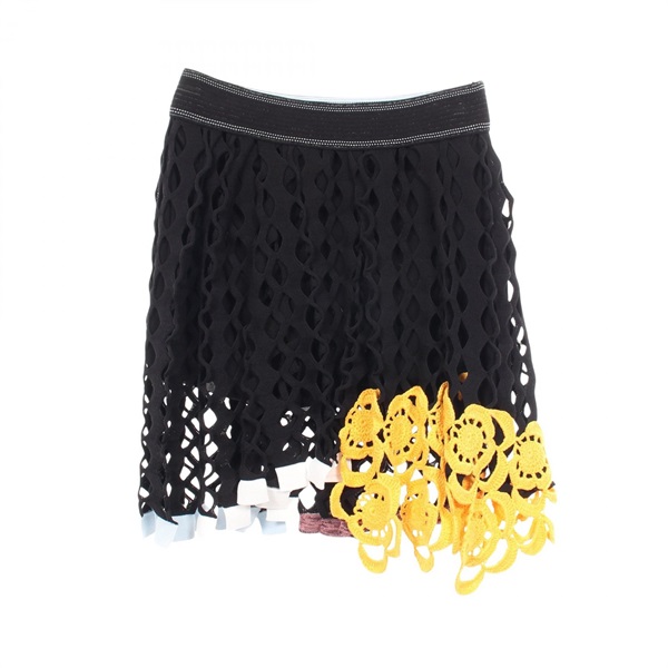 Christian Dior Crochet knit Skirt 6C24342AM516 cotton Black Multicolor Used #38