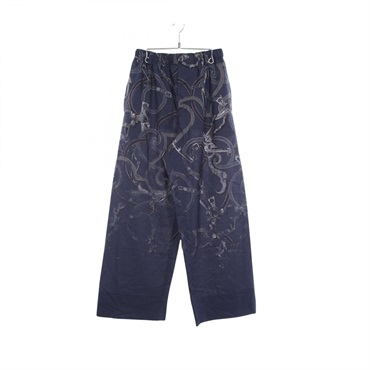 HERMES L'Instruction du Roy Patine Gradation Pants #40 silk cotton Navy Used