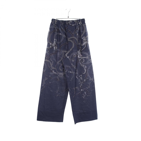 HERMES L'Instruction du Roy Patine Gradation Pants #40 silk cotton Navy Used