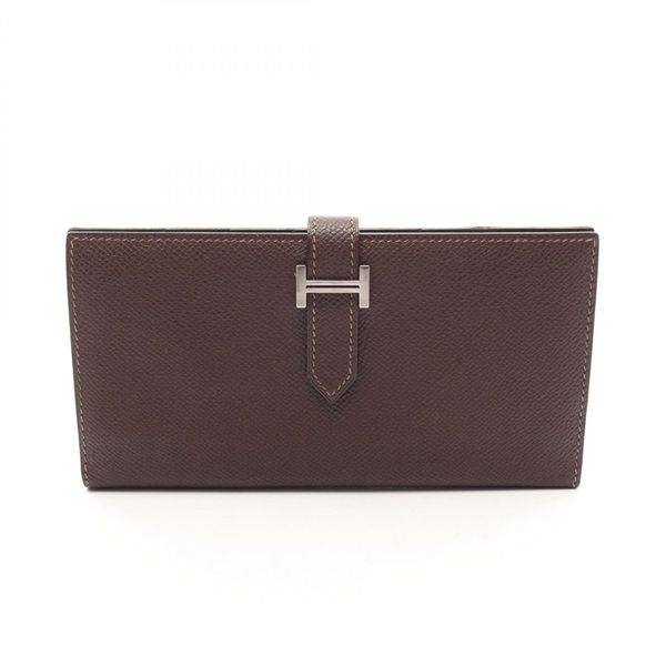 HERMES Bearn classic Bifold long purse wallet I Epsom leather Chocolat Used SHW