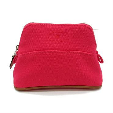 HERMES Bolide Pouch PM cotton leather Pink Used Women