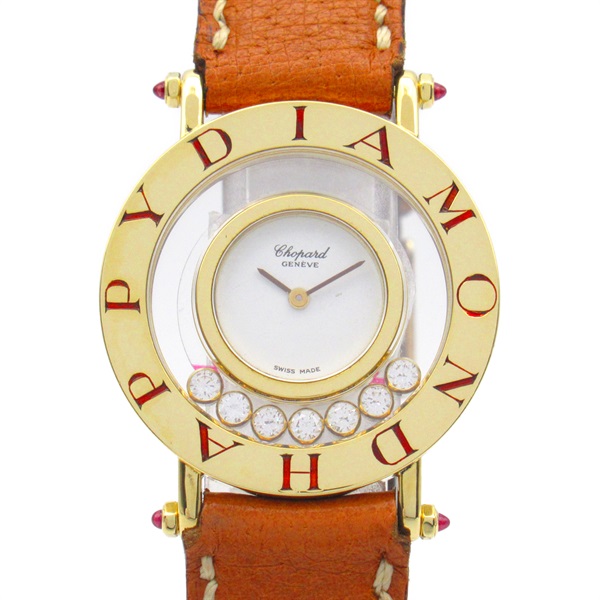 Chopard Happy diamond Wrist Watch 21/2883-21 Quartz K18 (Yellow Gold) Leather belt Used Women