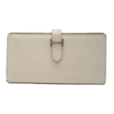 HERMES Bearn Souffle Bifold Long Wallet Epsom leather Off White Used Women D SHW
