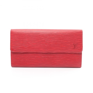 LOUIS VUITTON Porte Monnaie Credit long wallet M63577 Epi leather red Used Women