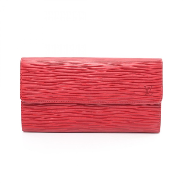 LOUIS VUITTON Porte Monnaie Credit long wallet M63577 Epi leather red Used Women