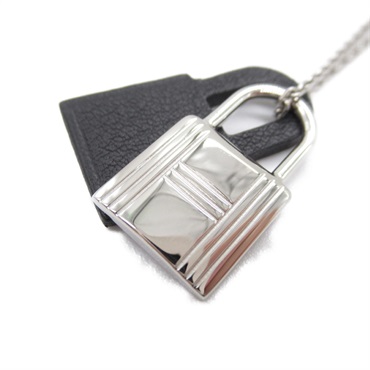 HERMES OKelly Necklace Pendant leather Silver Used