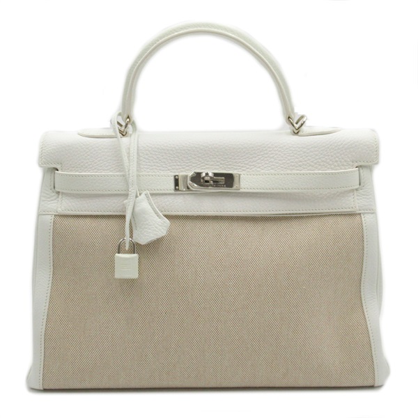 HERMES Kelly 35 Hand bag I inside stitched Taurillon Clemence Toille H SHW