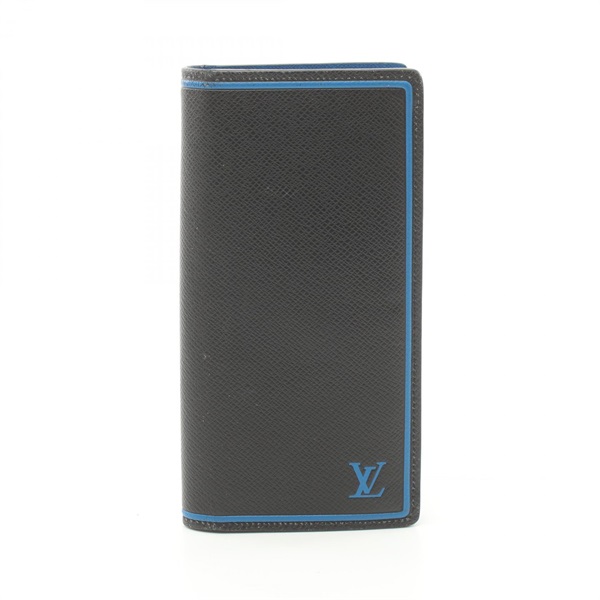 LOUIS VUITTON Portefeuille brazza long wallet M63300 Taiga Blue Black Used mens