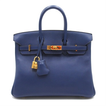 HERMES Birkin 25 Handbag Swift leather Blue brighton Used Women X GHW