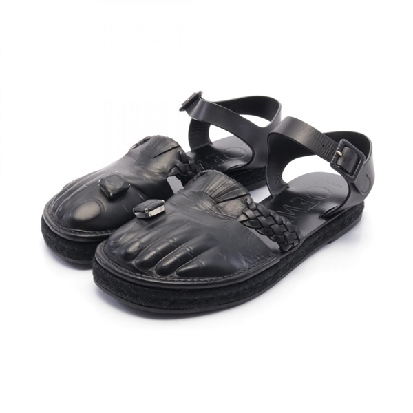 LOEWE Sandals Shoes leather Black Used mens #43