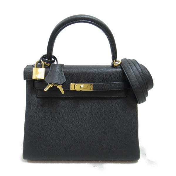 HERMES Kelly 25 Black Handbag 2way Togo leather Noir B Used Women GHW