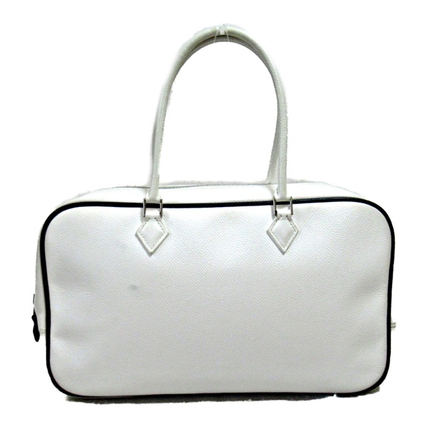 HERMES Plume 28 Hand bag I Epsom leather White SHW Used