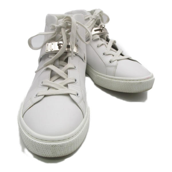 HERMES Daydream high top Sneakers shoes leather White Used mens size 39 1/2 SHW