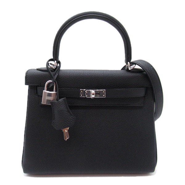 HERMES Kelly 25 inner stitch 2way Handbag Togo leather Black Used Women W SHW