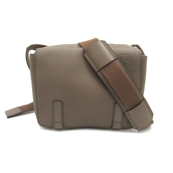 LOEWE Military Messenger Shoulder Bag B553A72X22 leather Gray Used Women
