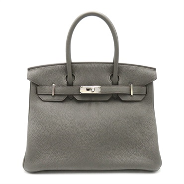 HERMES Birkin 30 Handbag Togo leather Gray Etain Used Women Y SHW