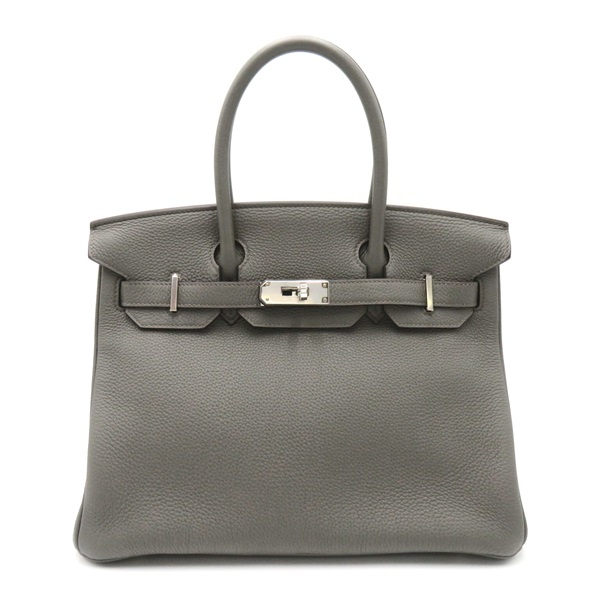HERMES Birkin 30 Handbag Togo leather Gray Etain Used Women Y SHW