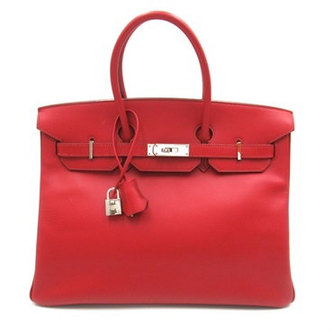 HERMES Birkin 35 Handbag Courchevel leather Red Used Women J SHW