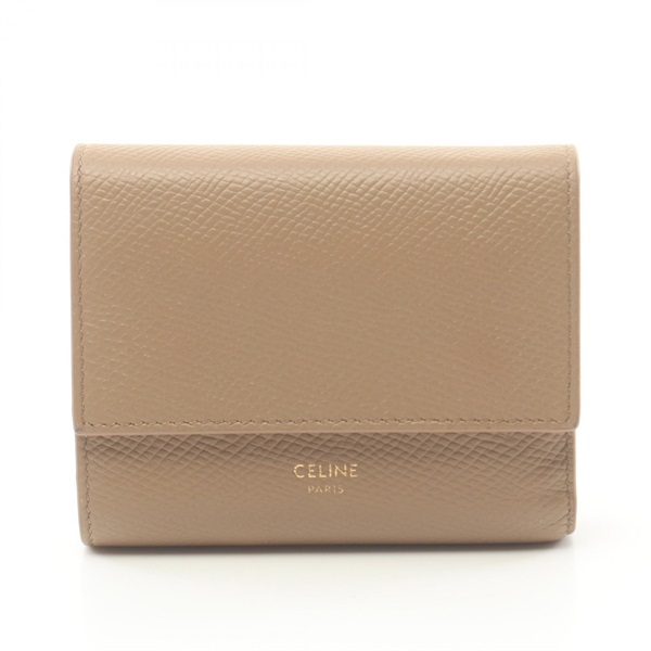 CELINE Small trifold wallet Tri-fold wallet 10B573BEL leather Brown Used Women