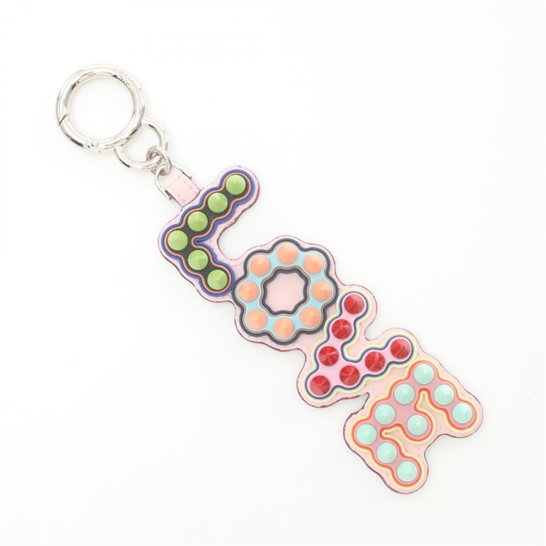 FENDI charm Key ring leather Pink Multicolor Used Women