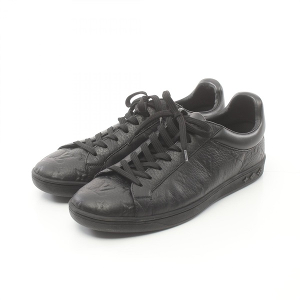 LOUIS VUITTON Luxembourg Line Black sneakers #8 shoes lace-up leather Black Used