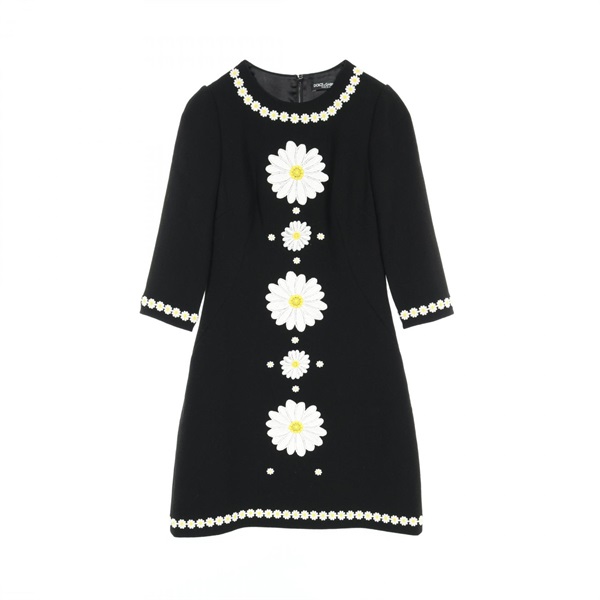 DOLCE & GABBANA Dress F6UM4Z wool Black White Yellow Used Women #36