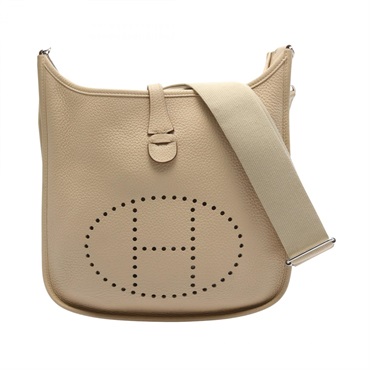 HERMES Evelyne 3 Trois PM Shoulder crossbody Bag M Taurillon Clemence Beige SHW