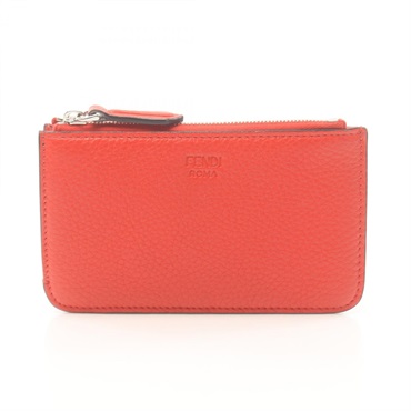 FENDI coin purse wallet leather Red Used Women