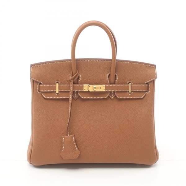 HERMES Birkin 25 Hand bag B Togo leather Brown Gold GHW