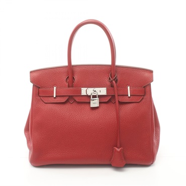 HERMES Birkin 30 Hand bag L Togo leather Rouge garance SHW Used