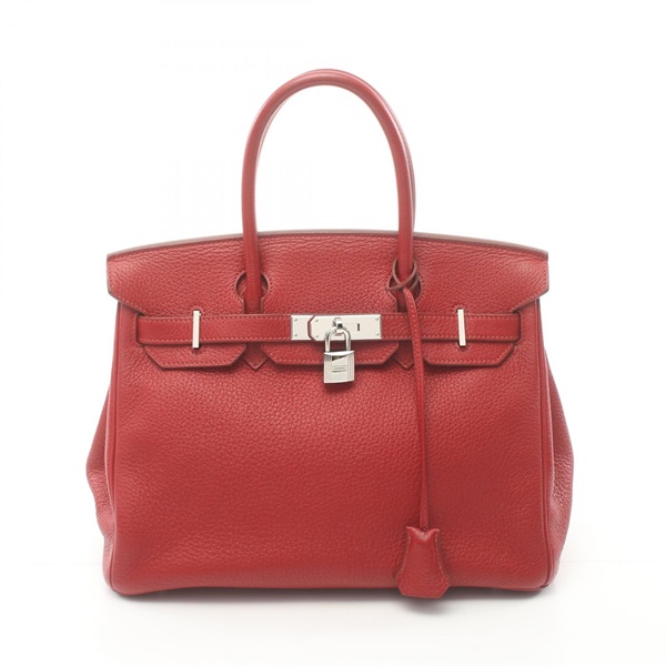 HERMES Birkin 30 Hand bag L Togo leather Rouge garance SHW Used