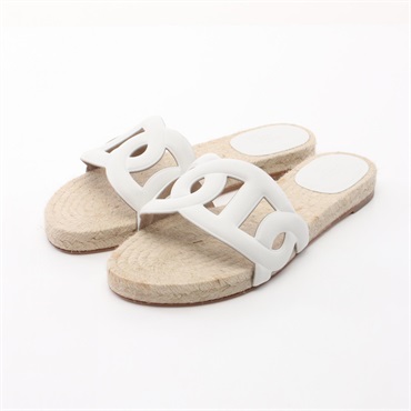 HERMES Famosa Chaine d Ancre Sandals leather White Used Women #36