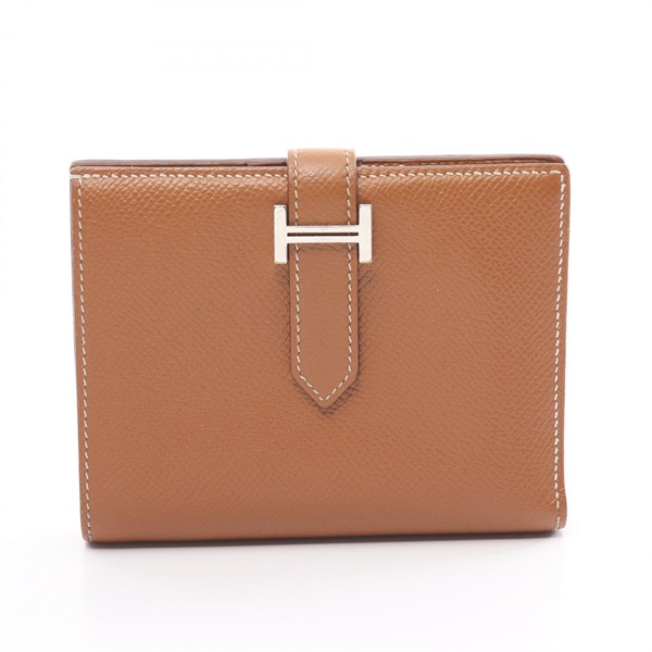 HERMES Bearn compact Bifold purse wallet Z Epsom Gold SHW Used