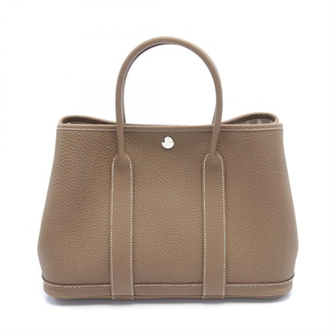 HERMES Garden Party TPM Tote Bag Negonda leather SHW Etoupe Grey Used Women