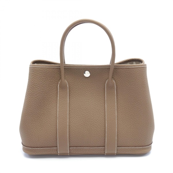 HERMES Garden Party TPM Tote Bag Negonda leather SHW Etoupe Grey Used Women