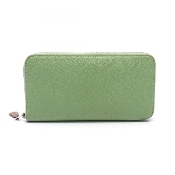 HERMES Azap long SilkIn around wallet purse Y Epsom Vert criquet SHW Used