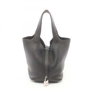 HERMES Picotin Lock PM Hand bag C Taurillon Clemence Black Used SHW