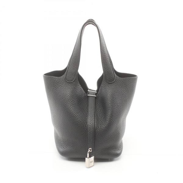 HERMES Picotin Lock PM Hand bag C Taurillon Clemence Black Used SHW