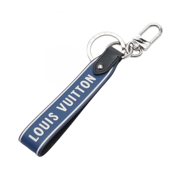 LOUIS VUITTON Dragonne Capital LV key ring M77158 leather Blue White Used mens